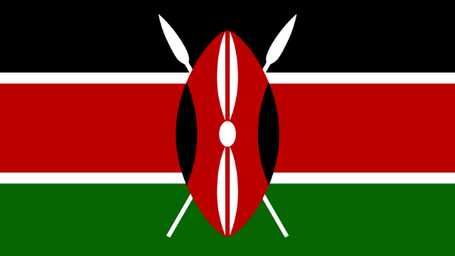 Kenya National Flag - Red, Black and Green with some white.