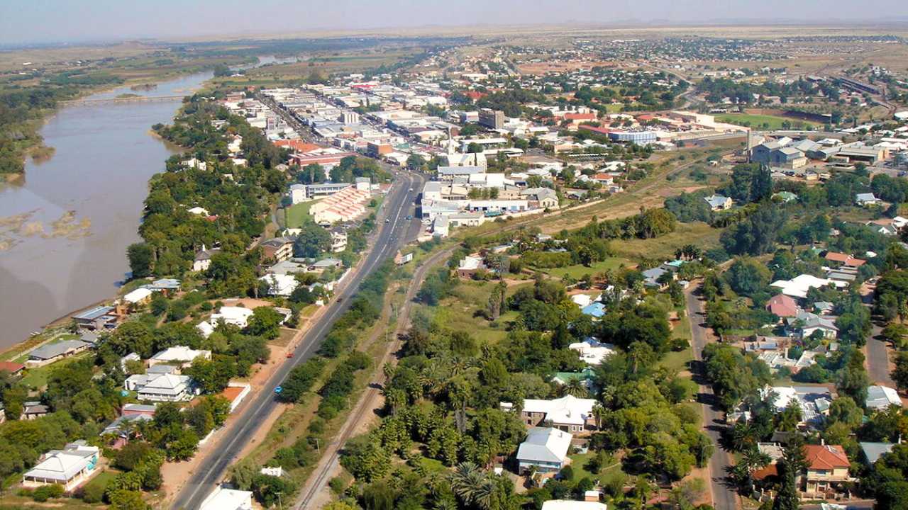 Streets and buildings of Upington in the Northern Cape, South Africa.