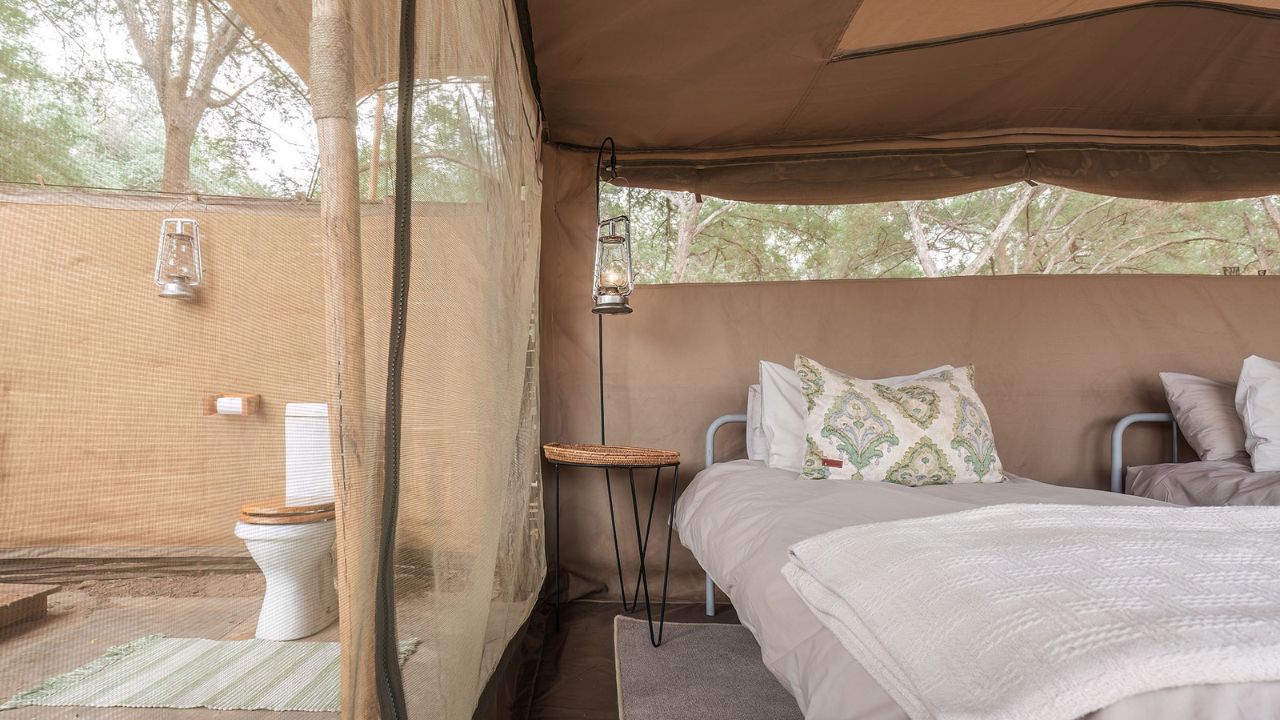 Tented accommodation at Kutali Safari Camp, Lower Zambezi National Park, Zambia.