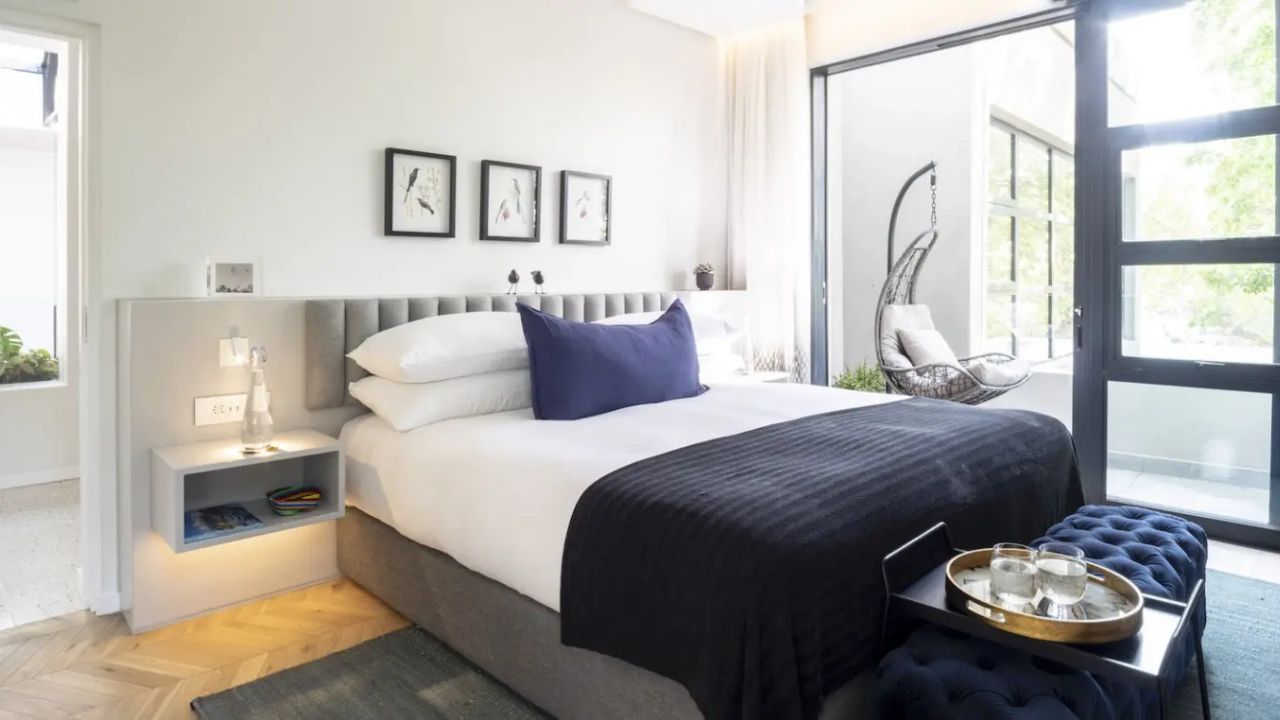 Elegant double bedroom at Camissa House with stylish modern finishes