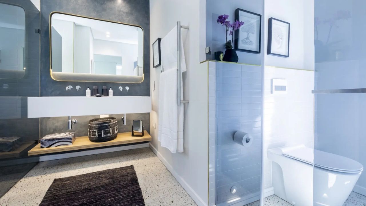 Modern luxury bathroom at Camissa House with unique contemporary design