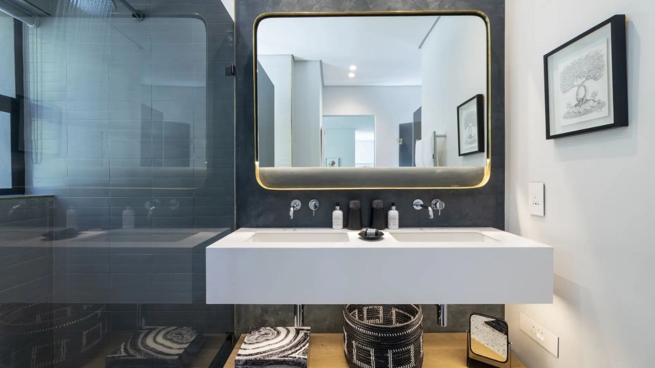 Contemporary luxury bathroom in Camissa House suite, modern design