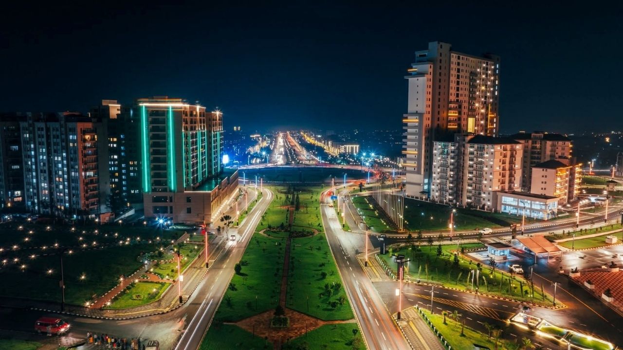 Nighttime view of main avenue in Addis Ababa, Ethiopia