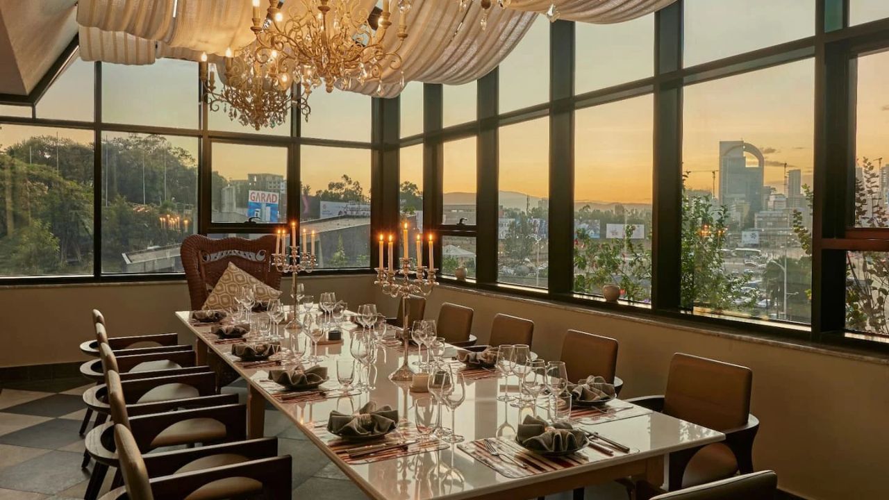 Hyatt Regency Addis Ababa indoor dining with city views, Ethiopia