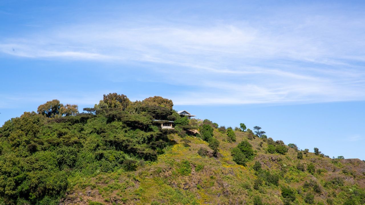 Aerial view of LimaLimo Lodge on Simien Mountainside, Ethiopia