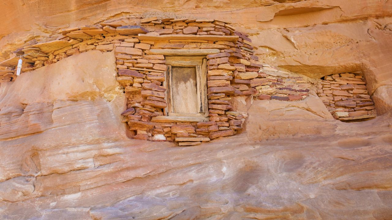 Entrance to Abuna Yemata Guh carved directly into rock formation, Tigray, Ethiopia.