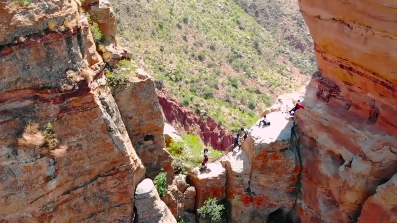 Access route showing how people climb the mountain to reach Abuna Yemata Guh monastery.