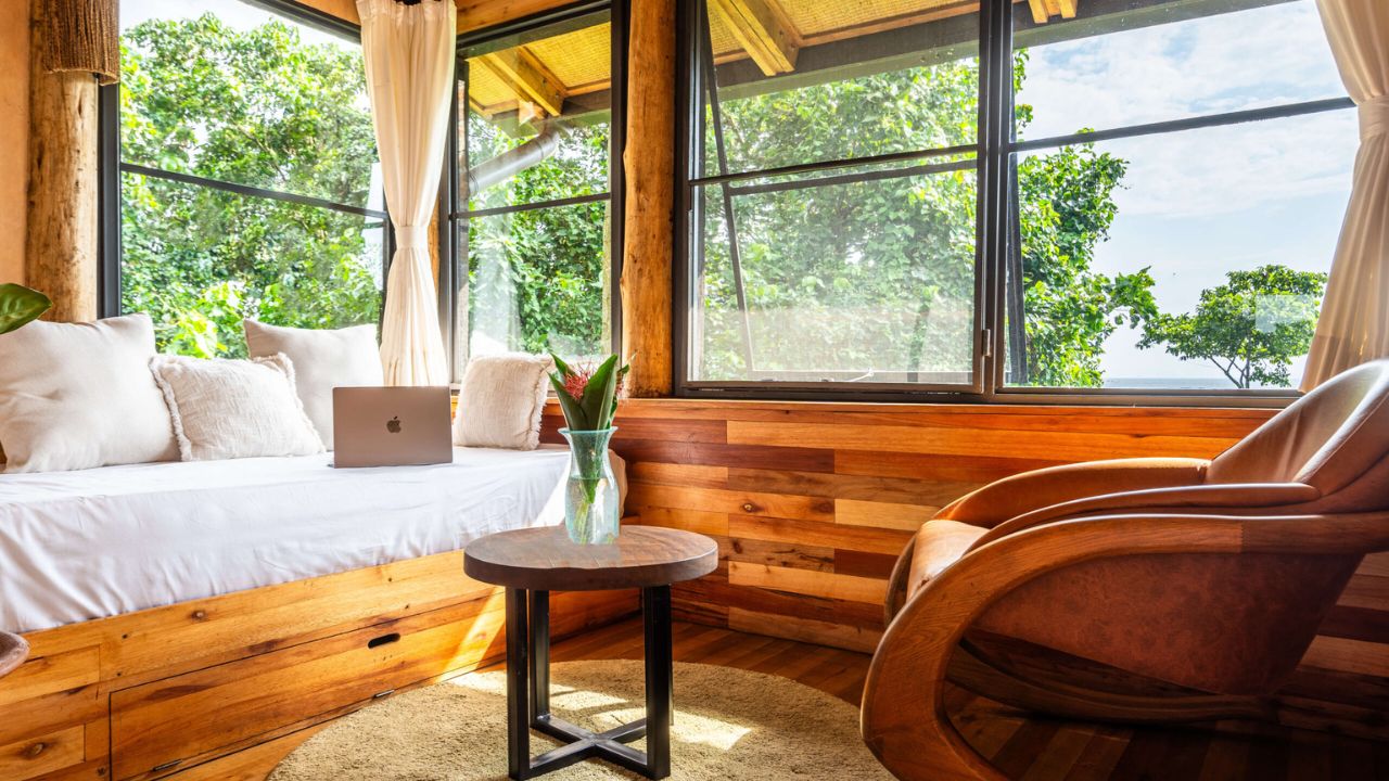 Guest lounge area at Entebbe Forest Lodge Uganda