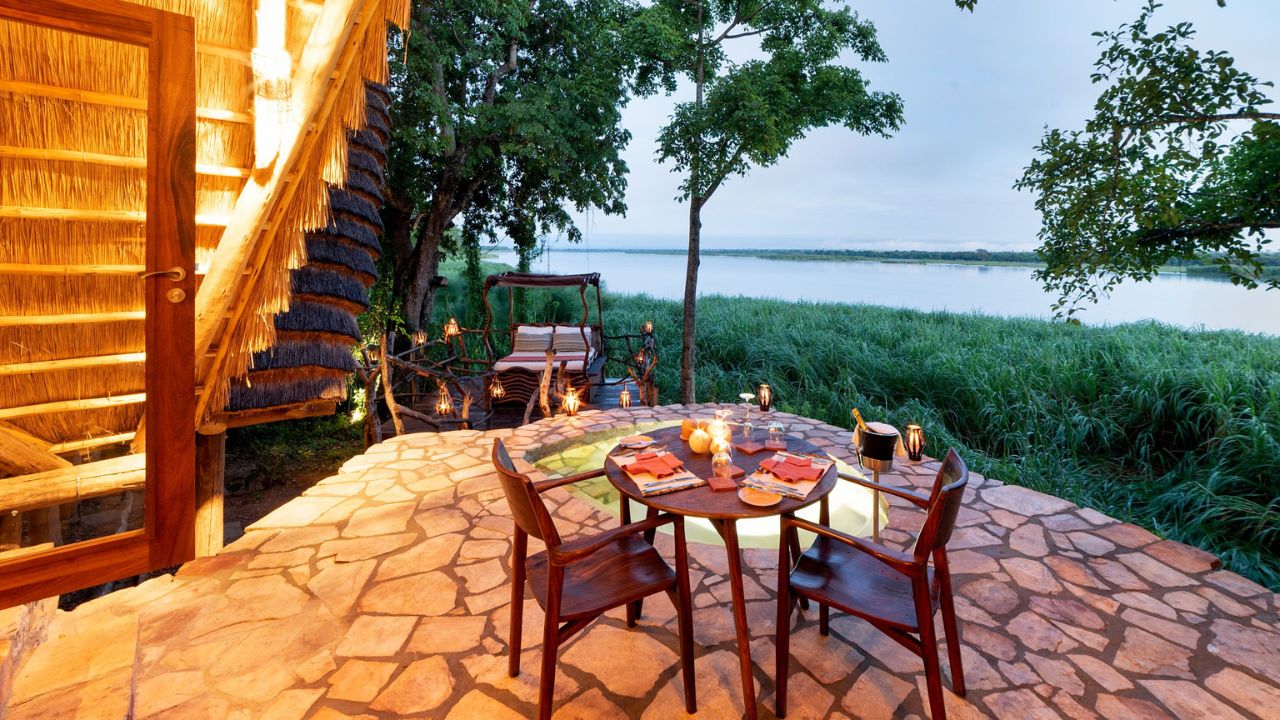 Romantic dinner for two at sunset overlooking the Nile River