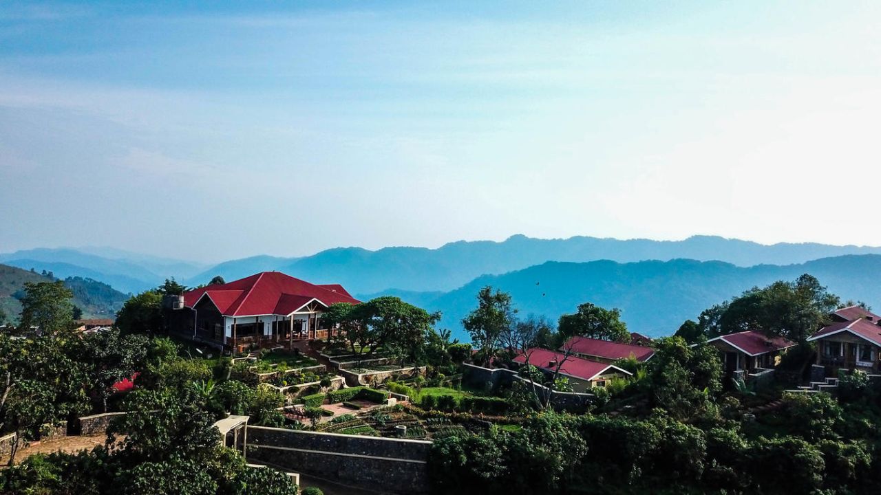 Panoramic distant view of Nkuringo Bwindi Gorilla Lodge Uganda