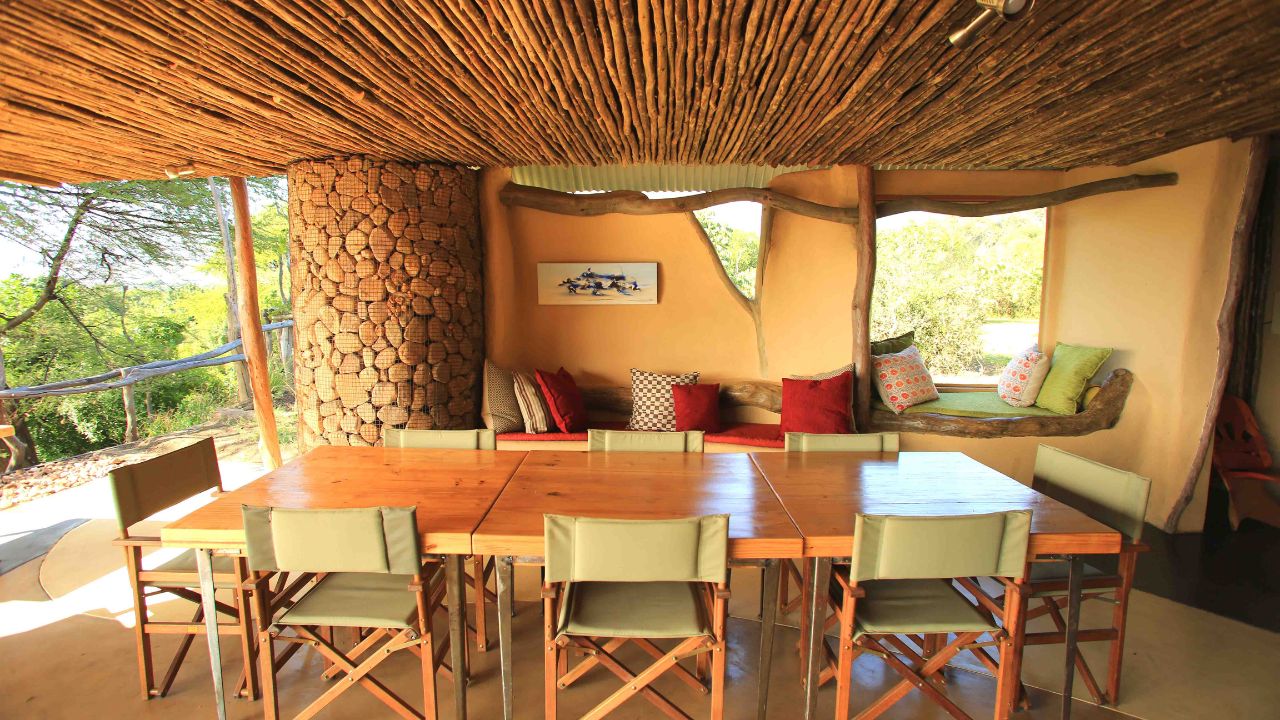 Dining area at Kavinga Camp main lodge Mana Pools Zimbabwe
