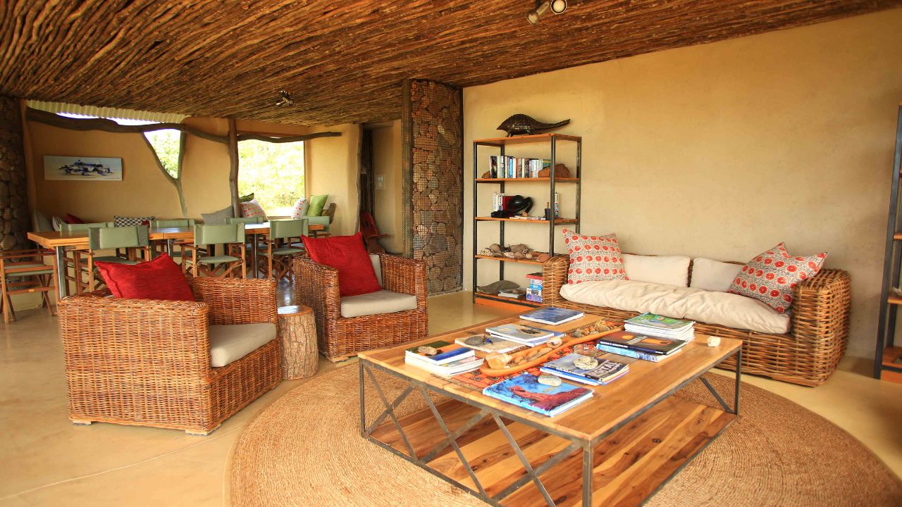 Reception and guest lounge area at Kavinga Camp Zimbabwe