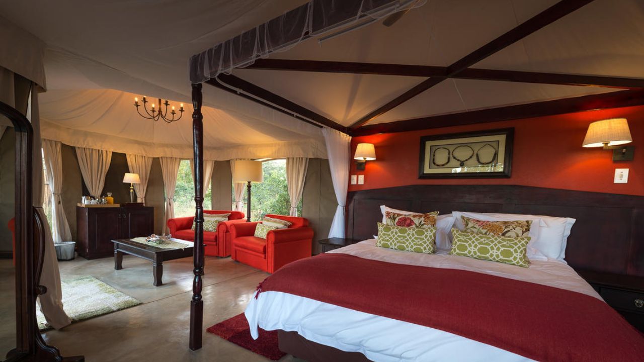Luxury guest suite at The Elephant Camp, Victoria Falls Zimbabwe