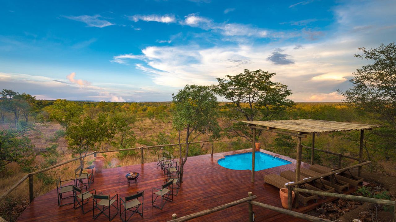 Main lodge pool at The Elephant Camp, Victoria Falls