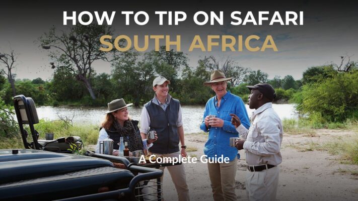 Game ranger with guests at lunch stop - Words saying How To Tip On A South African Safari