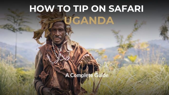 Image of Batwa Tribesman in the bush with words - How to Tip in Uganda