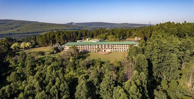 Aerial view of Piggs Peak Hotel & Casino in Eswatini.