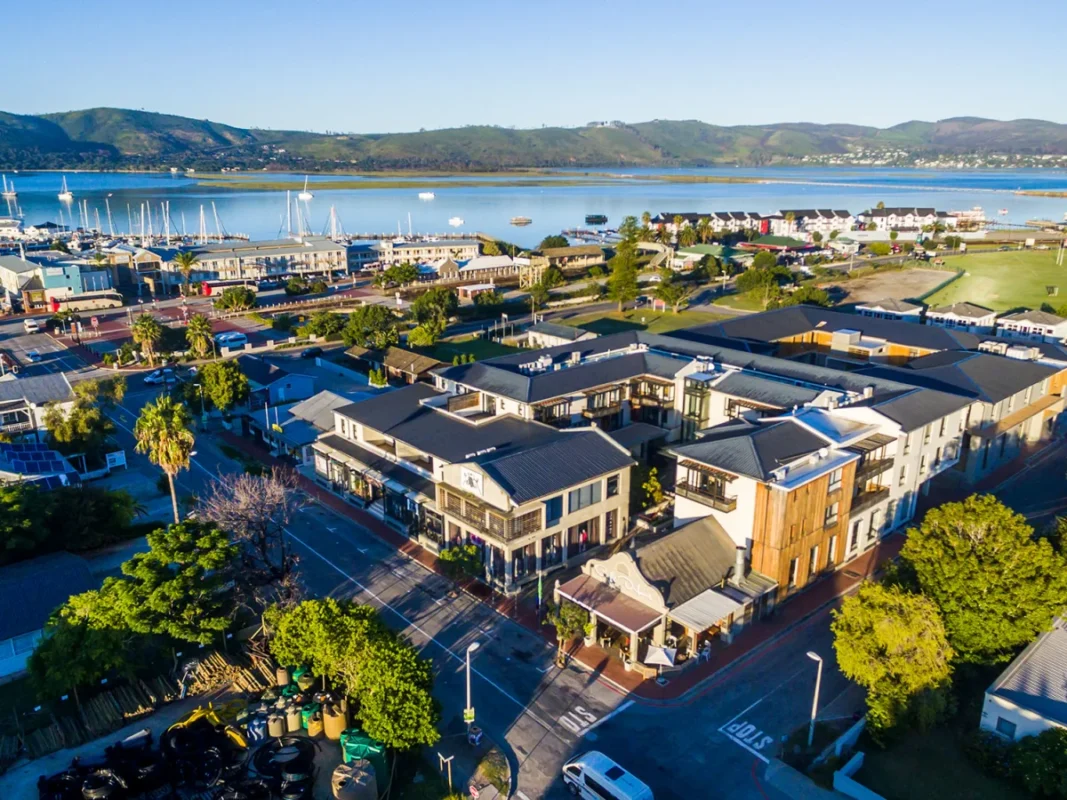 Aerial view of aha The Rex Hotel in Knysna, South Africa.