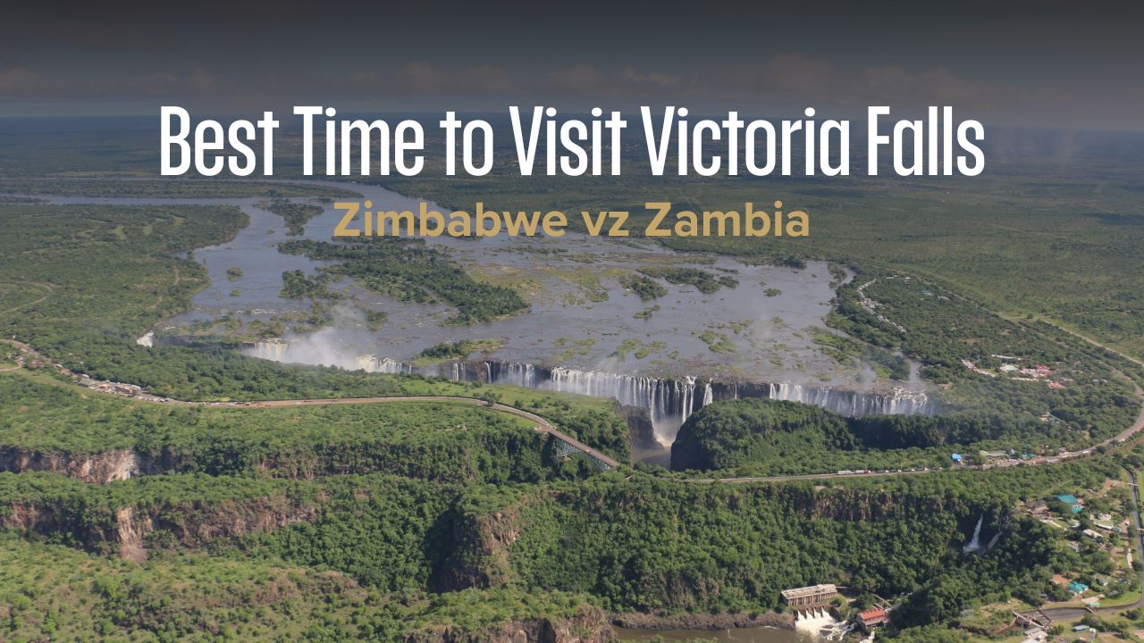 Victoria Falls aerial view showing the Zimbabwe and Zambia sides of the falls.